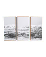 Set Of 3 14x28 Rolling Sea Grey Framed Wall Art | Coastal | Marshalls | Marshalls