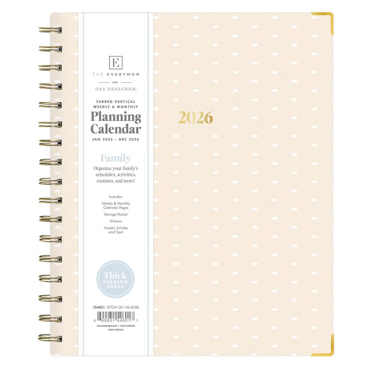The Everymom 7"x9" Planning Calendar Dashi Cream Bookcloth RY 2026 Weekly/Monthly Safety Wireboun... | Target