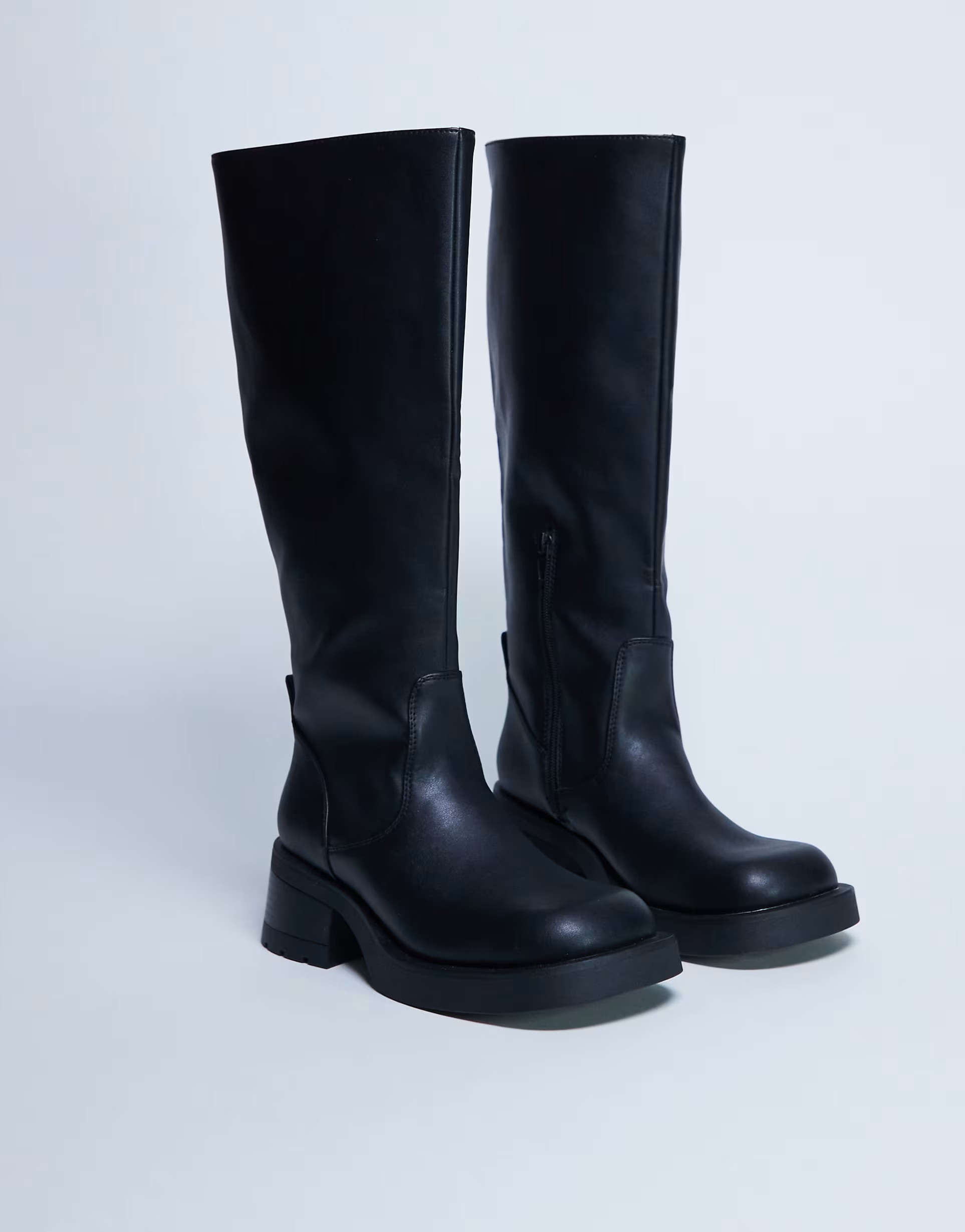 Topshop Rachel knee high chunky heeled boot in black | ASOS (Global)