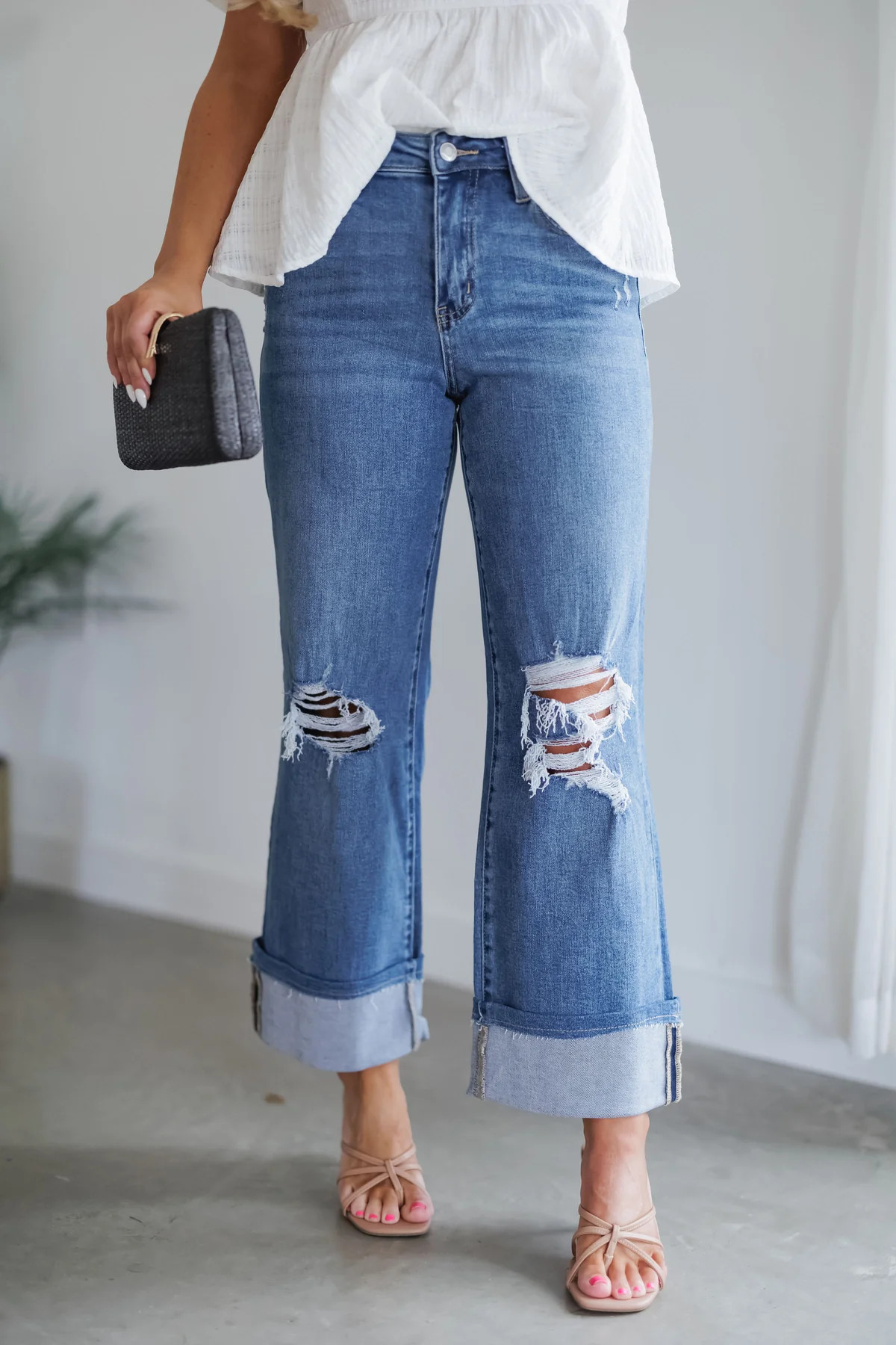 Lucas High Rise Crop Wide Jeans | Landry Kate