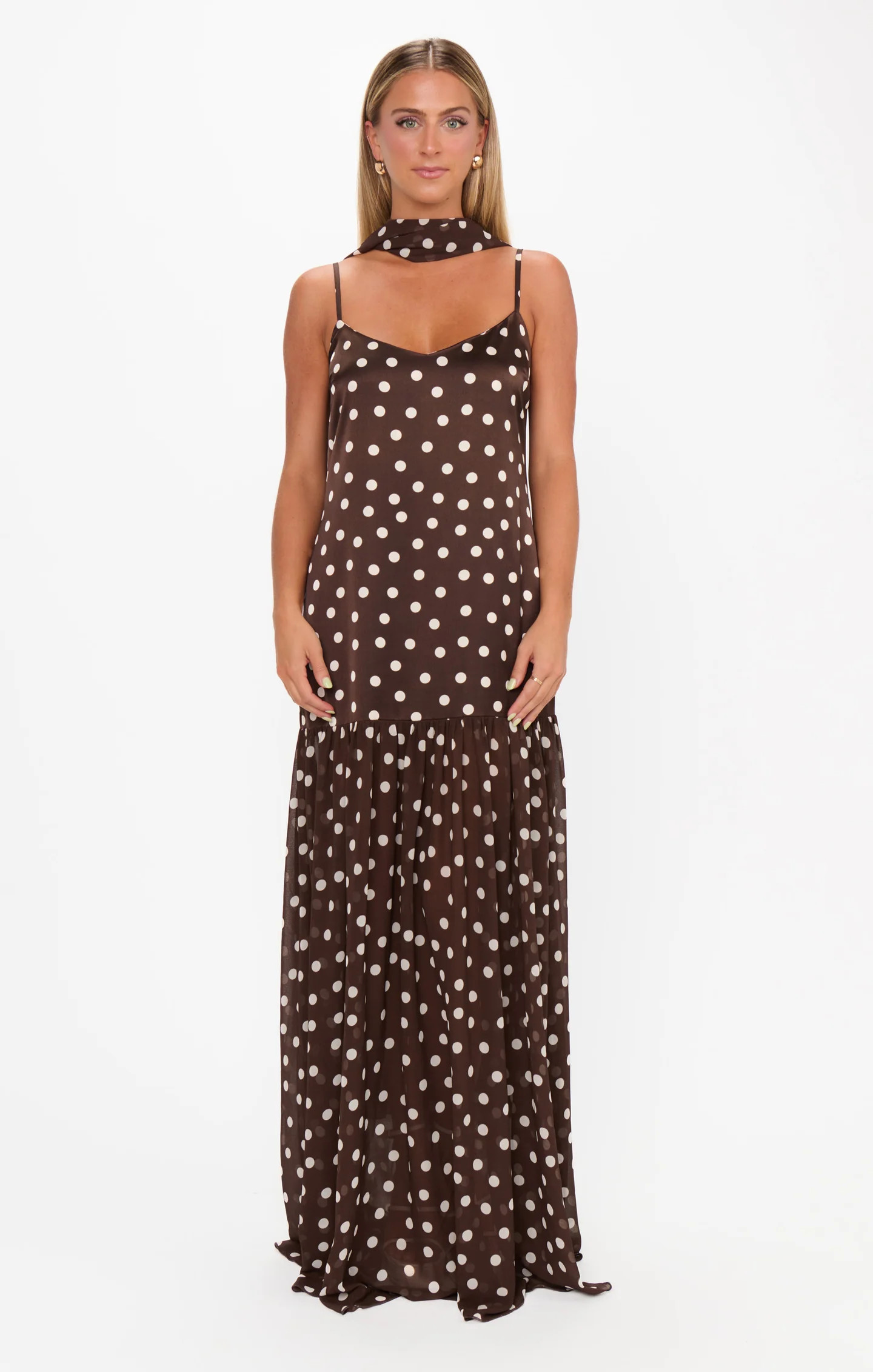 Dalia Maxi Dress ~ Chocolate Brown Polka Dot | Show Me Your Mumu