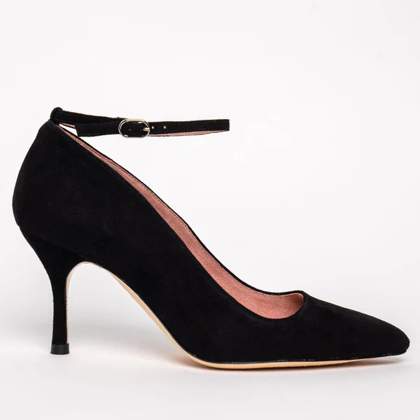 Black Suede Ankle Strap Pump | ALLY Shoes