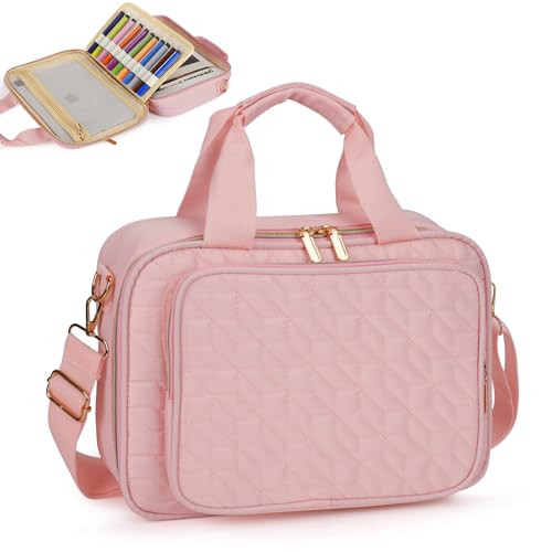 Bible Cover for Women Men, Large Bible Case Bible Bag with Handle and Shoulder Strap, Bible Carrying Case with Zipper Pocket/Detachable Pen Slot for Bible Gift (Pink) | Amazon (US)