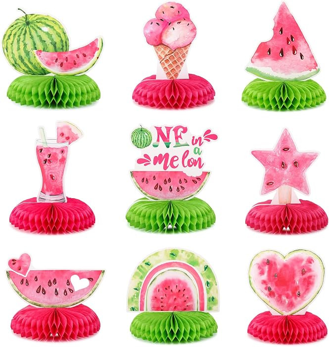 9 Pcs Watermelon Honeycomb Centerpieces One in a Melon Party Decorations Table Decor Watermelon 1... | Amazon (US)