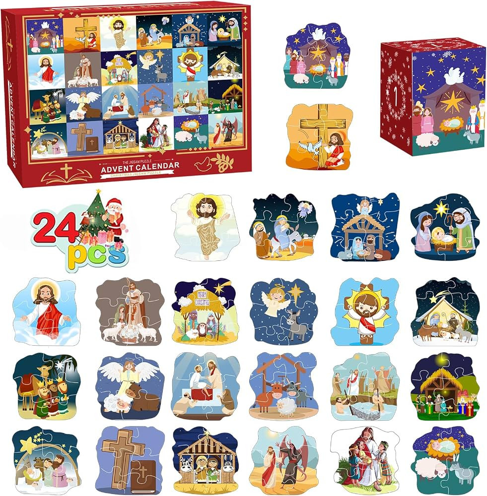 Nativity Puzzle Advent Calendar, 1008 Pcs Nativity Puzzles Family Game Christmas Gifts for Kids A... | Amazon (US)