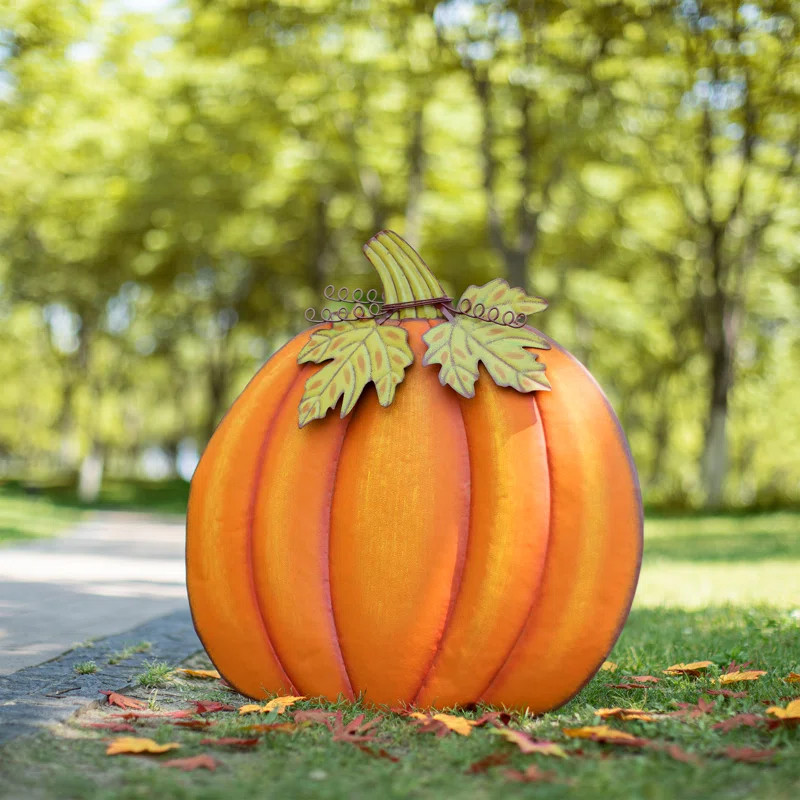 Big And Bold Fall Autumn Metal Pumpkin Yard Stake | Wayfair North America