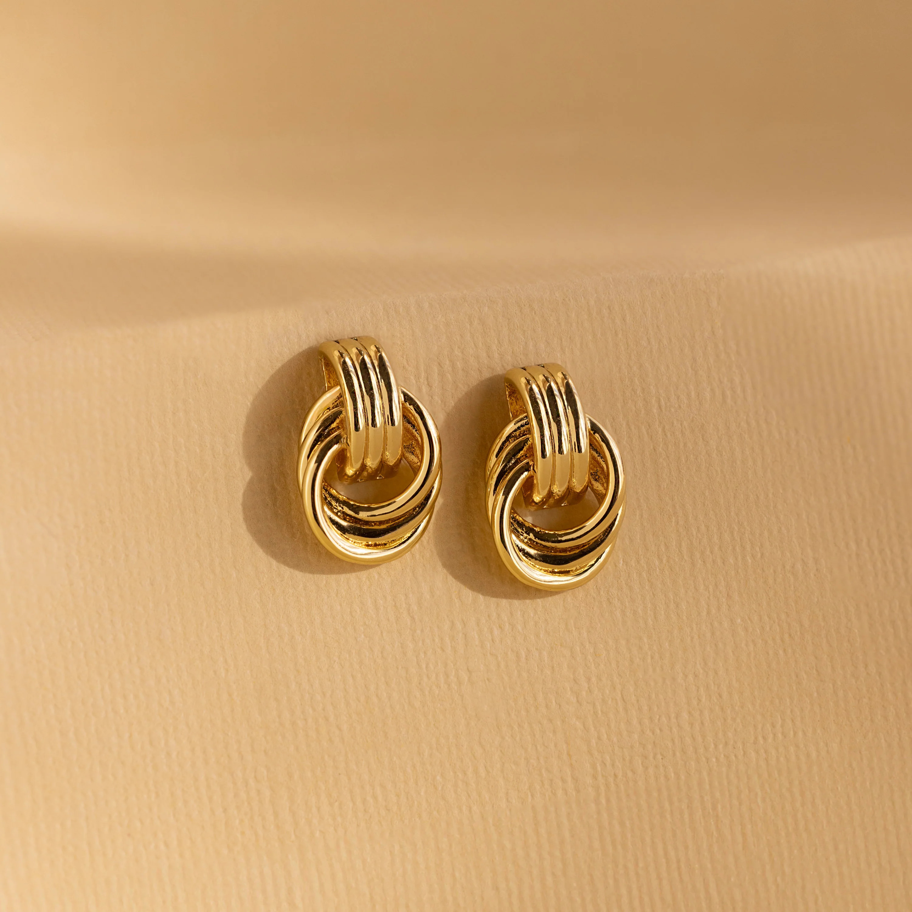 Mini Triple Knot Earrings - Store 18K Gold | Caitlyn Minimalist