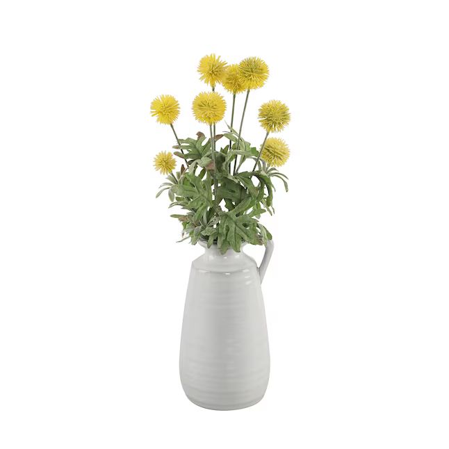 allen + roth 18-in Yellow/White Indoor/Outdoor Artificial Chrysanthemum Artificial Flower | Lowe's