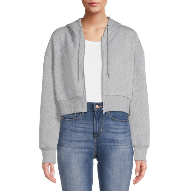 Liv & Lottie Women's Juniors Cropped Zip Up Hoodie | Walmart (US)