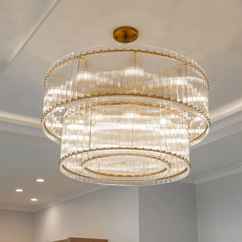16-light 37''W Round Dimmable Tiered Chandelier with Crystal Accents (Bulbs Included) | Wayfair North America