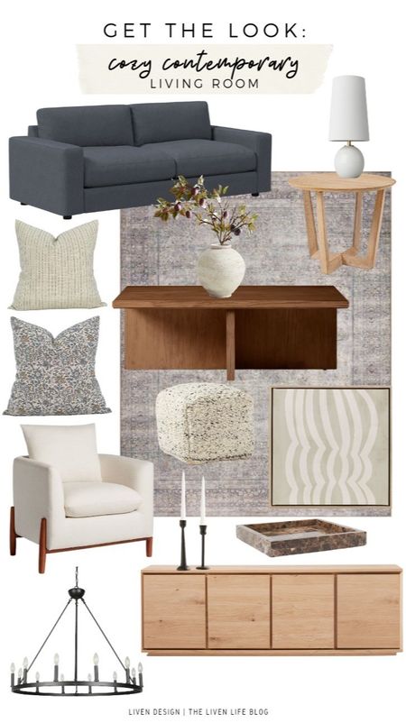 Cozy contemporary living room. Home decor. Modern living room. Side table. Sofa. Coffee table. Throw pillows. Marble lamp. Distressed traditional rug. Modern art. Abstract art. Block print pillow. 

#LTKHome #LTKStyleTip #LTKSeasonal