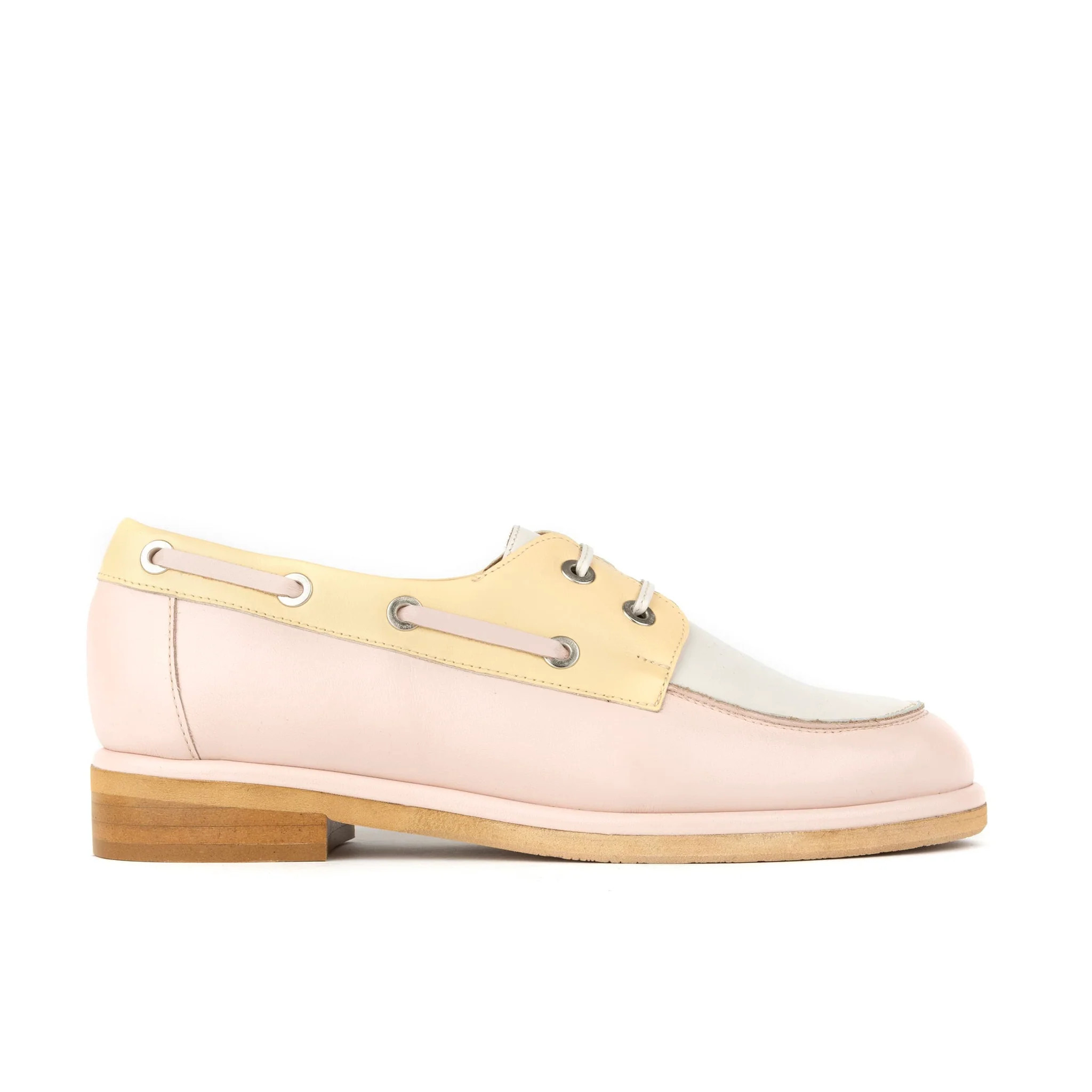 Boatie - Yellow & Cream & Pink - Women's Leather Boat Shoe | Embassy London UK