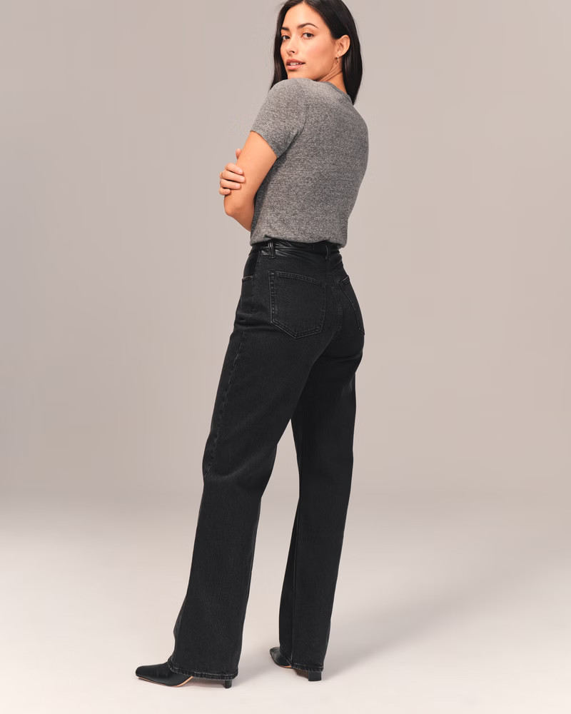Mixed Fabric Curve Love High Rise 90s Relaxed Jean | Abercrombie & Fitch (US)
