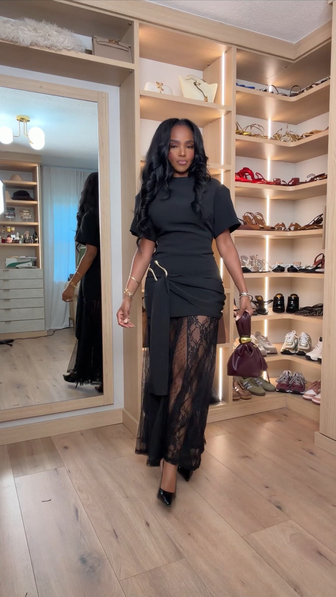 ✨ Modern Noir Moment — A sleek black dress elevated with sheer lace details for that perfect balance of polished and bold. The asymmetrical wrap and textured layers create movement while still feeling refined and timeless.

Perfect for date night, cocktail events, evening dinners, and special occasions.

📏 Sizing:
• Dress: Size Small
• Heels: True to size
• Bag: One size
Measurements: 5’4” · 138 lbs · 34D · 27” waist · 40” hips

Black lace dress outfit, elevated black dress styling, chic evening outfit ideas, modern cocktail dress look, feminine lace details, sleek date night outfit inspiration.

Tap to get details and shop everything linked.

Follow me on Instagram and YouTube @kirasfashionfinds

#LTKootd #LTKHoliday #LTKgrwm