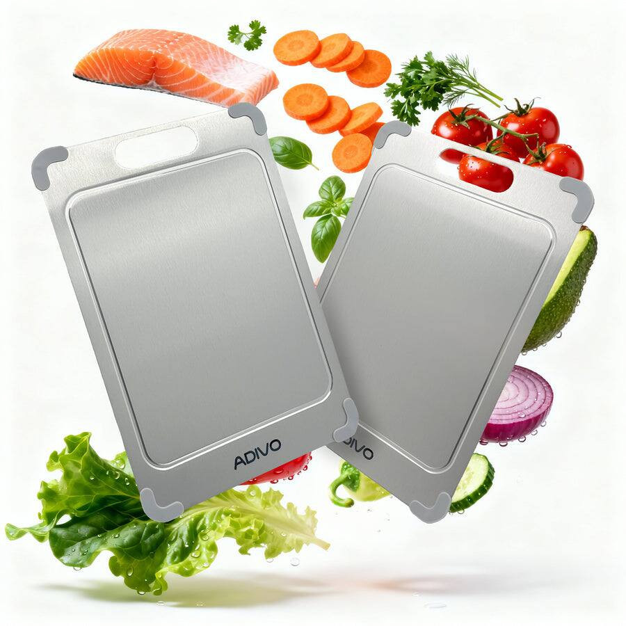 Adivo - Titanium Cutting Board, Double-Sided 100% Pure Titanium, Non-Porous Easy Clean with Juice Groove & Non-Slip Corners | Best Buy U.S.
