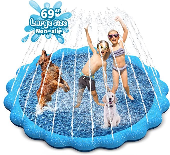 YAUNGEL Splash Pad for Dogs, 69in Non-Slip Sprinkler for Kids 0.55mm Thickened Durable and Foldab... | Amazon (US)