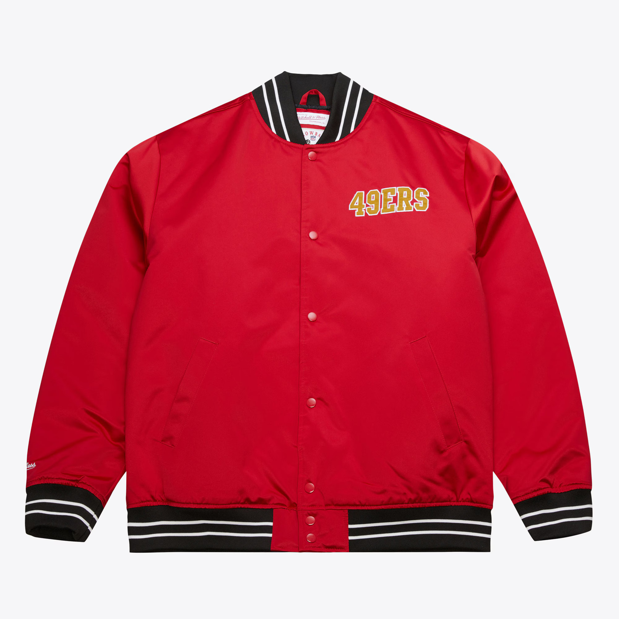 San Francisco 49ers Scarlet Heavyweight Satin Full-Zip Jacket | Mitchell & Ness