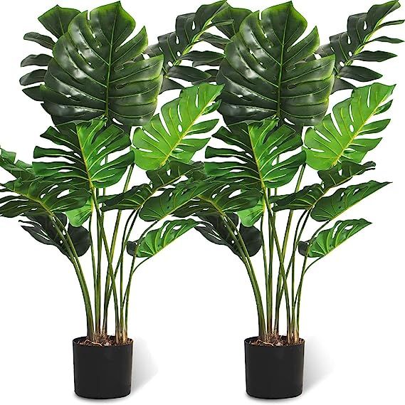 FLOWORLD Artificial Monstera Plant 4FT Tall Fake Swiss Cheese Plant Potted Faux Tropical Floor Pl... | Amazon (US)