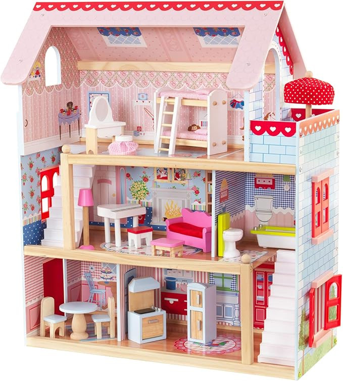 KidKraft Chelsea Doll Cottage Wooden Dollhouse with 16 Accessories, Working Shutters, for 5-Inch ... | Amazon (CA)