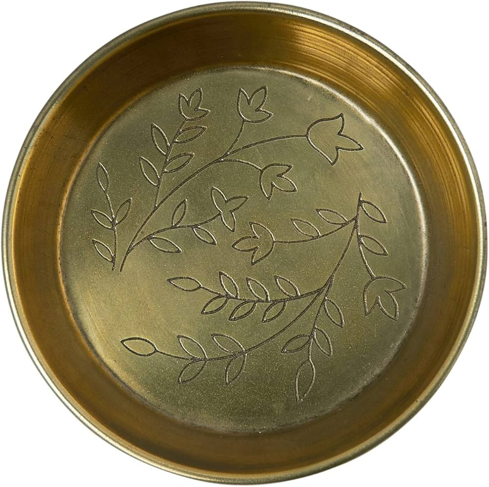 Creative Co-Op Metal Embossed Botanicals, Antique Gold Finish Dish | Amazon (US)