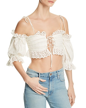 For Love & Lemons Anabelle Eyelet Crop Top | Bloomingdale's (US)