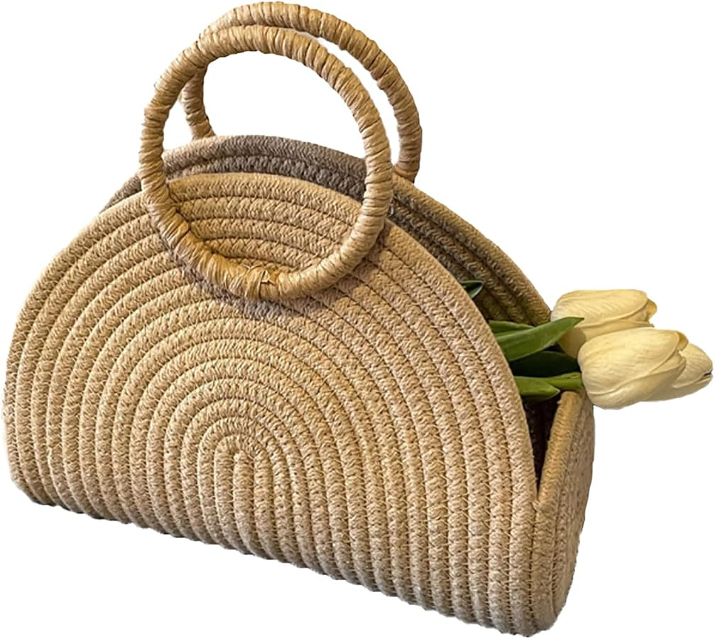 Generic Round Straw Beach Shell Purse for Women Large Summer Beach Handbags Raffia tote Bag Baske... | Amazon (US)