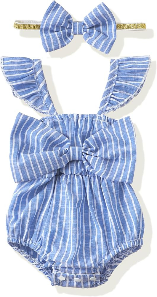 Renotemy Newborn Infant Baby Girl Clothes Rompers Summer Jumpsuits Short Sleeve Romper Infant Bab... | Amazon (US)