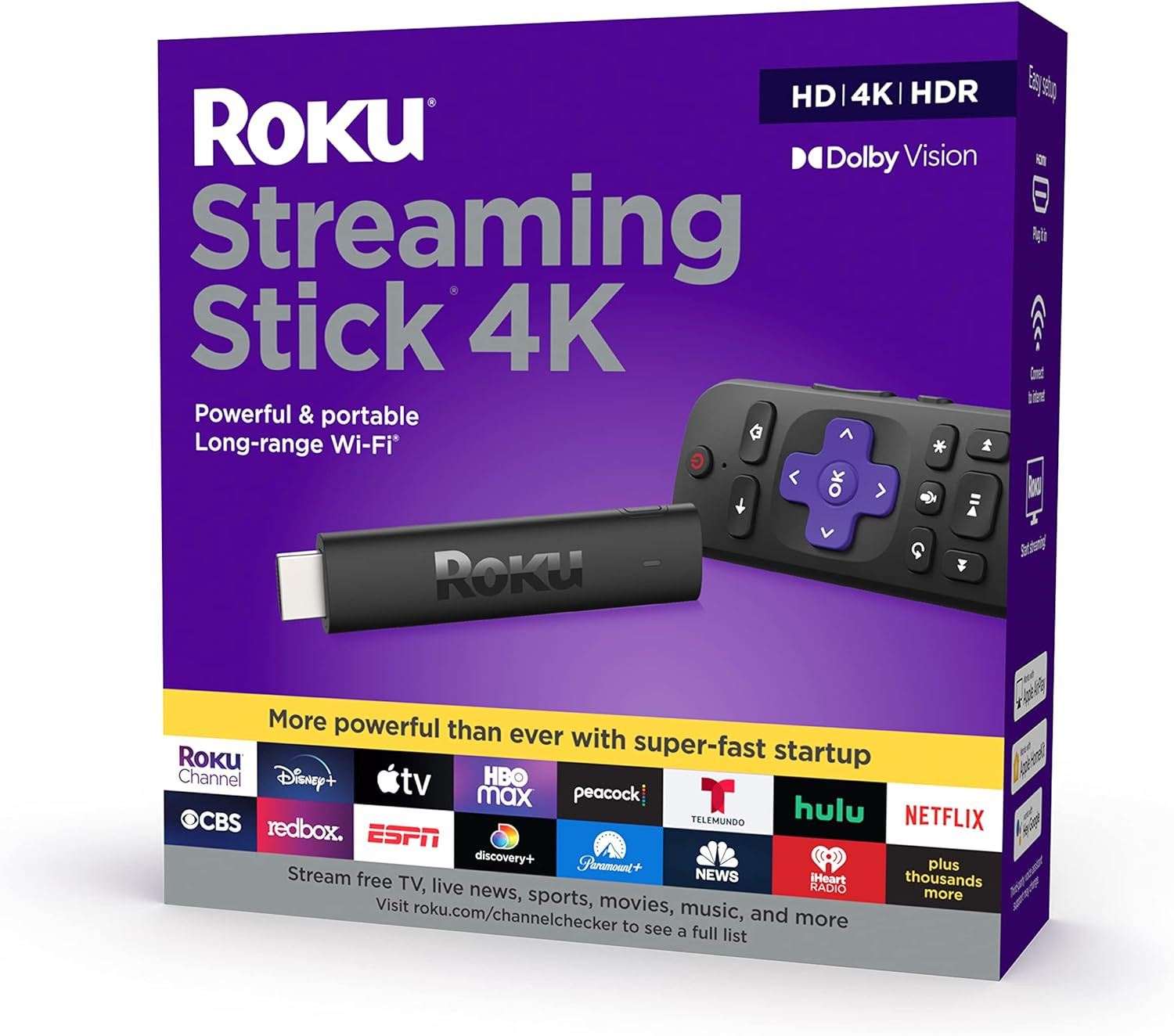 Roku Streaming Stick 4K 2021 | Streaming Device 4K/HDR/Dolby Vision with Roku Voice Remote and TV... | Amazon (US)
