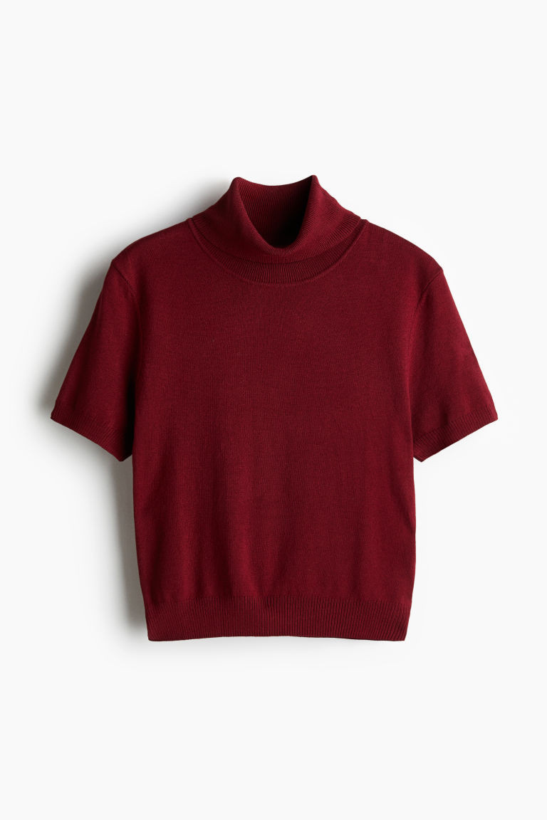 H & M - Fine-Knit Turtleneck Top - Red | H&M (US + CA)