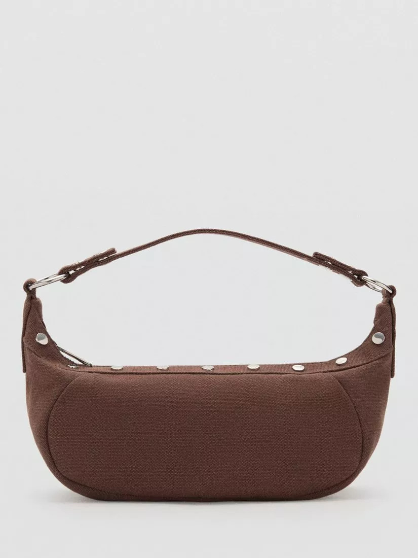 Mango Dru Studded Grab Bag, Dark Brown | John Lewis (UK)