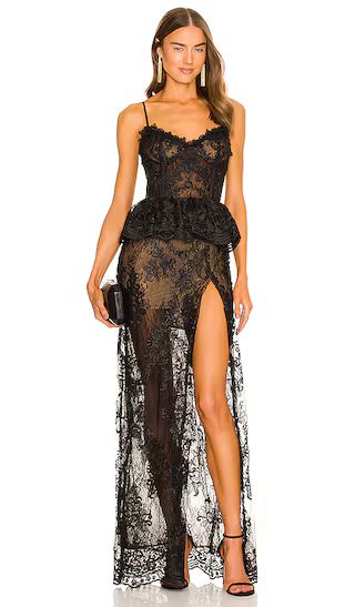 Ophilia Dress in Black | Lace Gown | Lace Maxi Dress | Black Lace Dress | Black Bustier Dress | Revolve Clothing (Global)