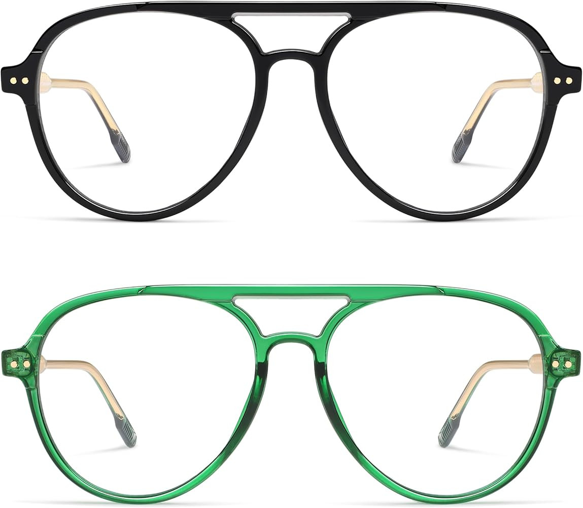 AMOMOMA Retro Blue Light Aviator Reading Glasses for Women Men,Vintage Computer Reader Frame 2.0 ... | Amazon (US)