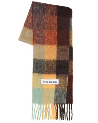 Acne Studios Scarf in Chestnut Brown, Yellow, & Green | FWRD | FWRD 
