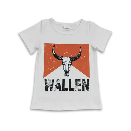 YAWOO Toddler Boys Girls White Western Printed Wallen Shirt Kid T-Shirt | Walmart (US)