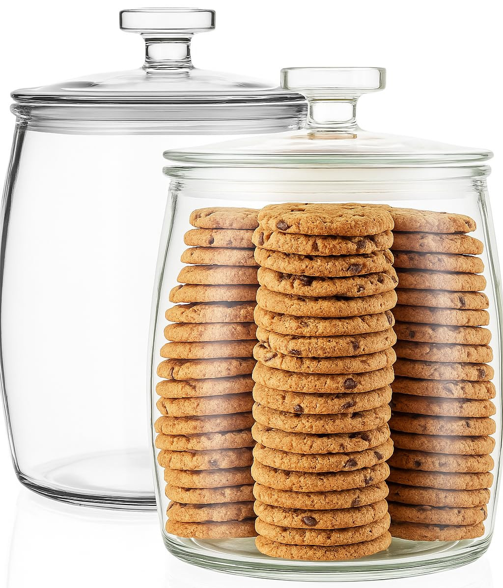 Half Gallon Glass Cookie Jars with Airtight Lids - Big Food Storage Containers for Kitchen Pantry... | Amazon (US)