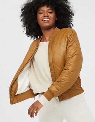 OFFLINE Sherpa Lined Puffer Bomber Jacket | American Eagle Outfitters (US & CA)