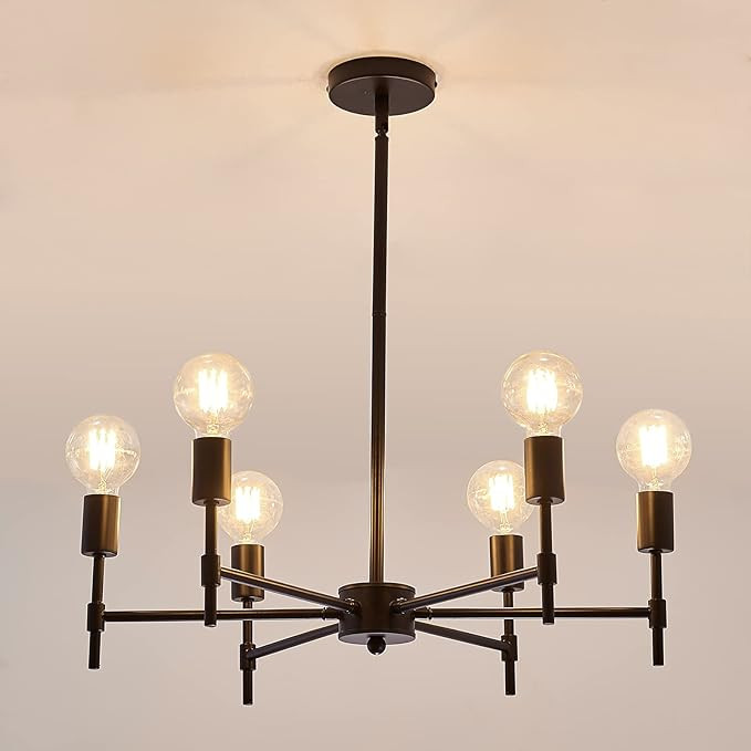 ASGYISA 6-Light Black Sputnik Chandelier，Metal Modern Semi Flush Mount Ceiling Light Fixture，... | Amazon (US)