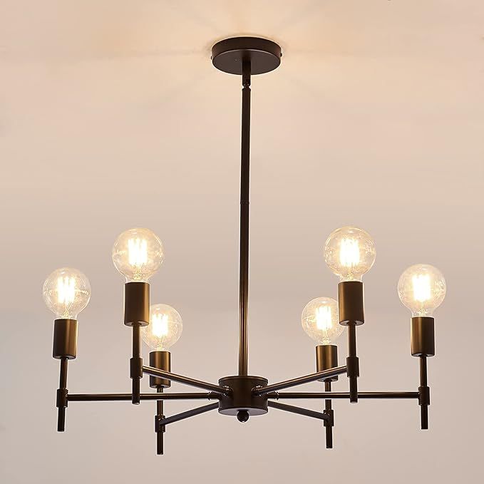 ASGYISA 6-Light Black Sputnik Chandelier Metal Modern Semi Flush Mount Ceiling Light Fixture Pend... | Amazon (US)