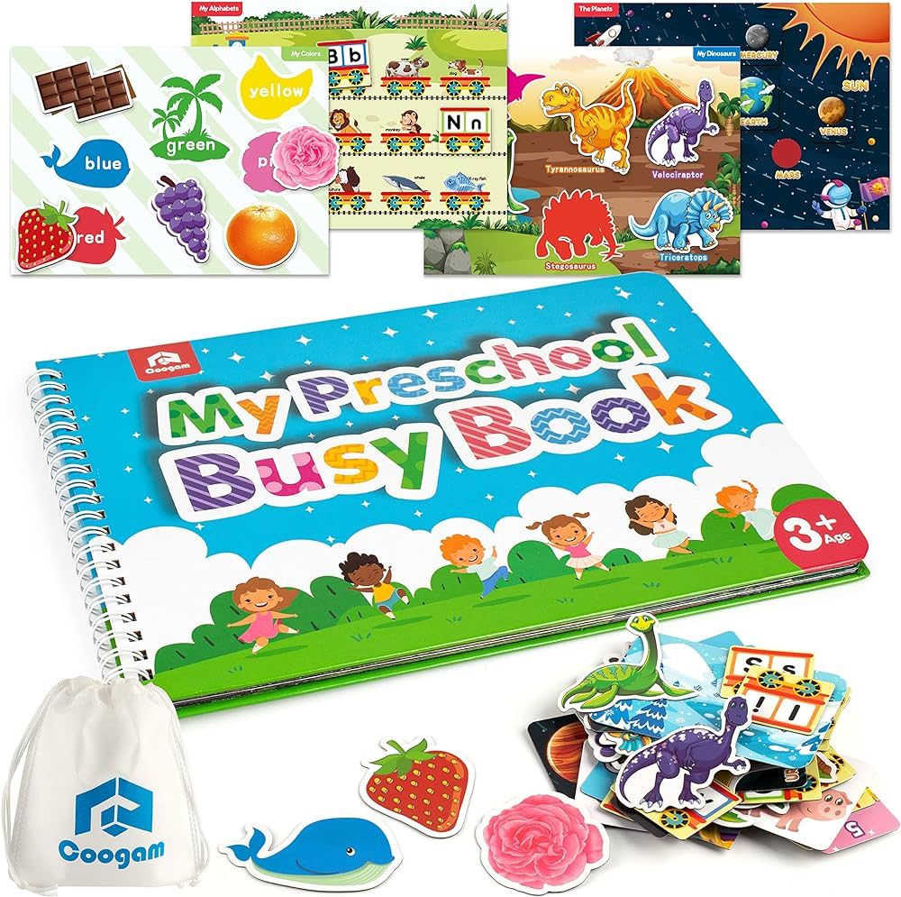 Preschool Magnetic Busy Book, 9 Themed Stickers Toys Fine Motor Skills Learning Binder Quiet Book... | Amazon (US)