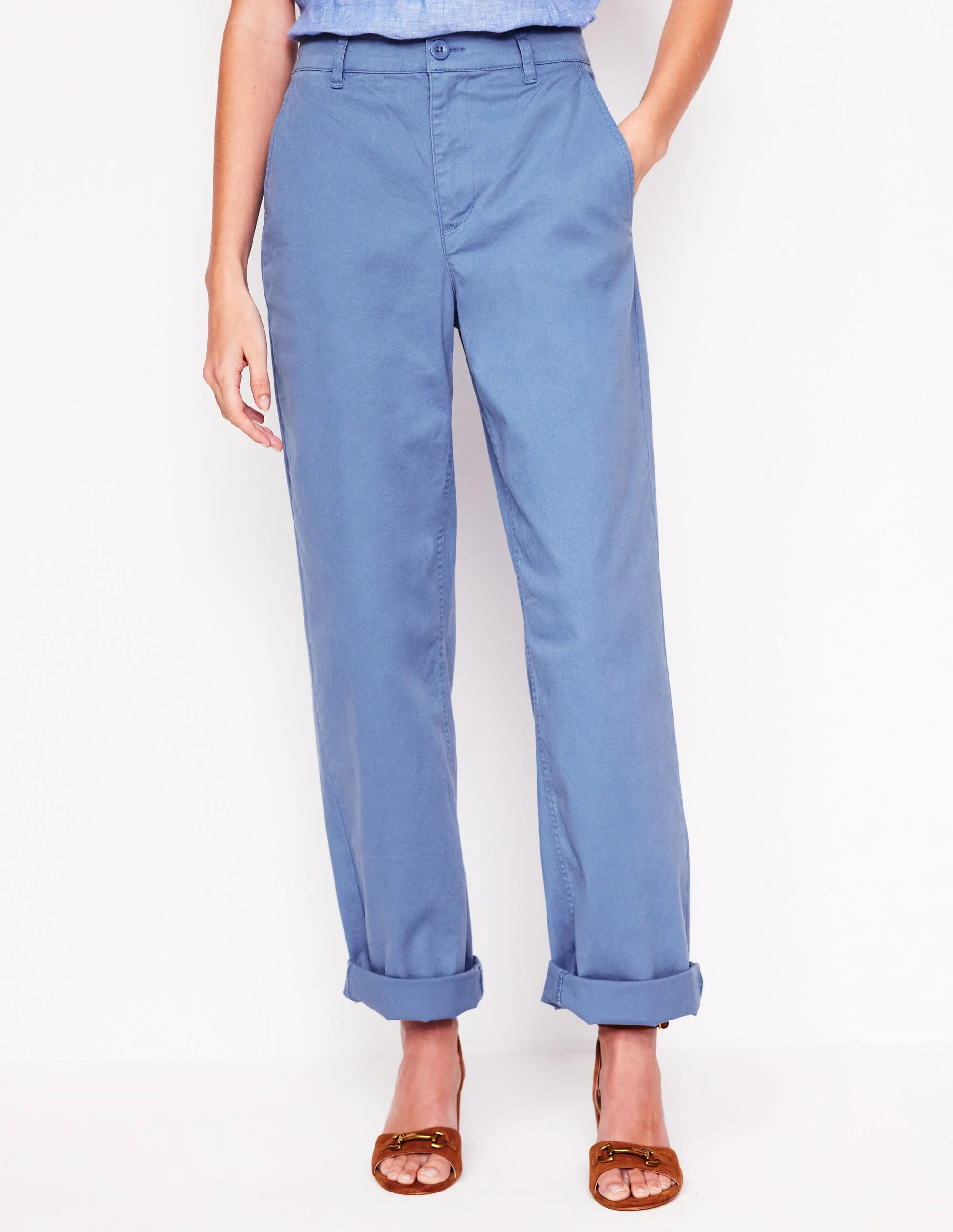 Barnsbury Chino Trousers-Blue River | Boden UK