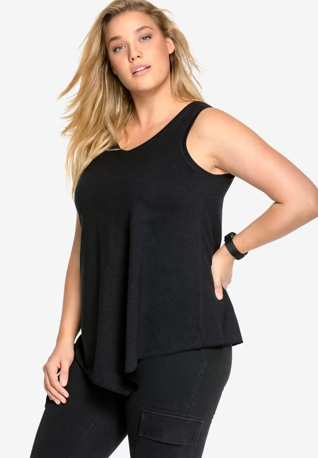 V-Neck Pointed Front Tank | Avenue