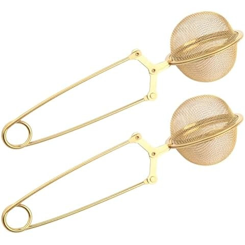 HIC Kitchen Gold Mesh Snap Tea Ball Infuser, Gold-Toned Titanium-Coated Stainless Steel, For Loos... | Amazon (US)