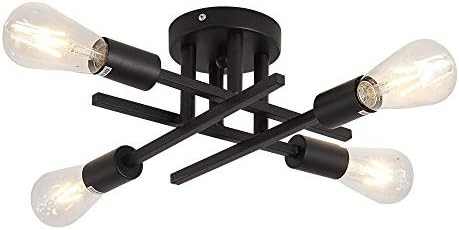 ZGLAOJT Semi Flush Mount 4 Light Ceiling Light Matte Black with E26 Base Modern Chandelier for Fa... | Amazon (US)