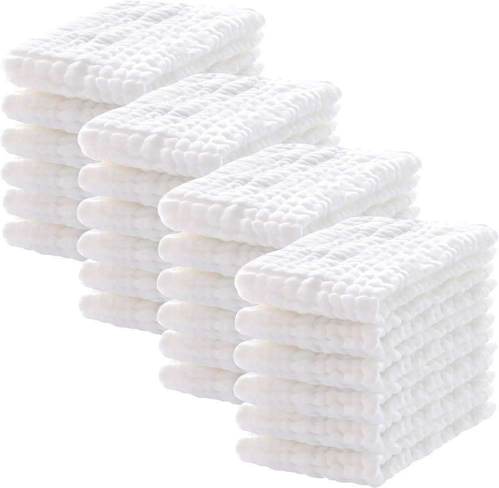 24 Pack Muslin Burp Cloths 100% Cotton Muslin Cloths Large 20''x10'' Extra Soft and Absorbent Bab... | Amazon (US)