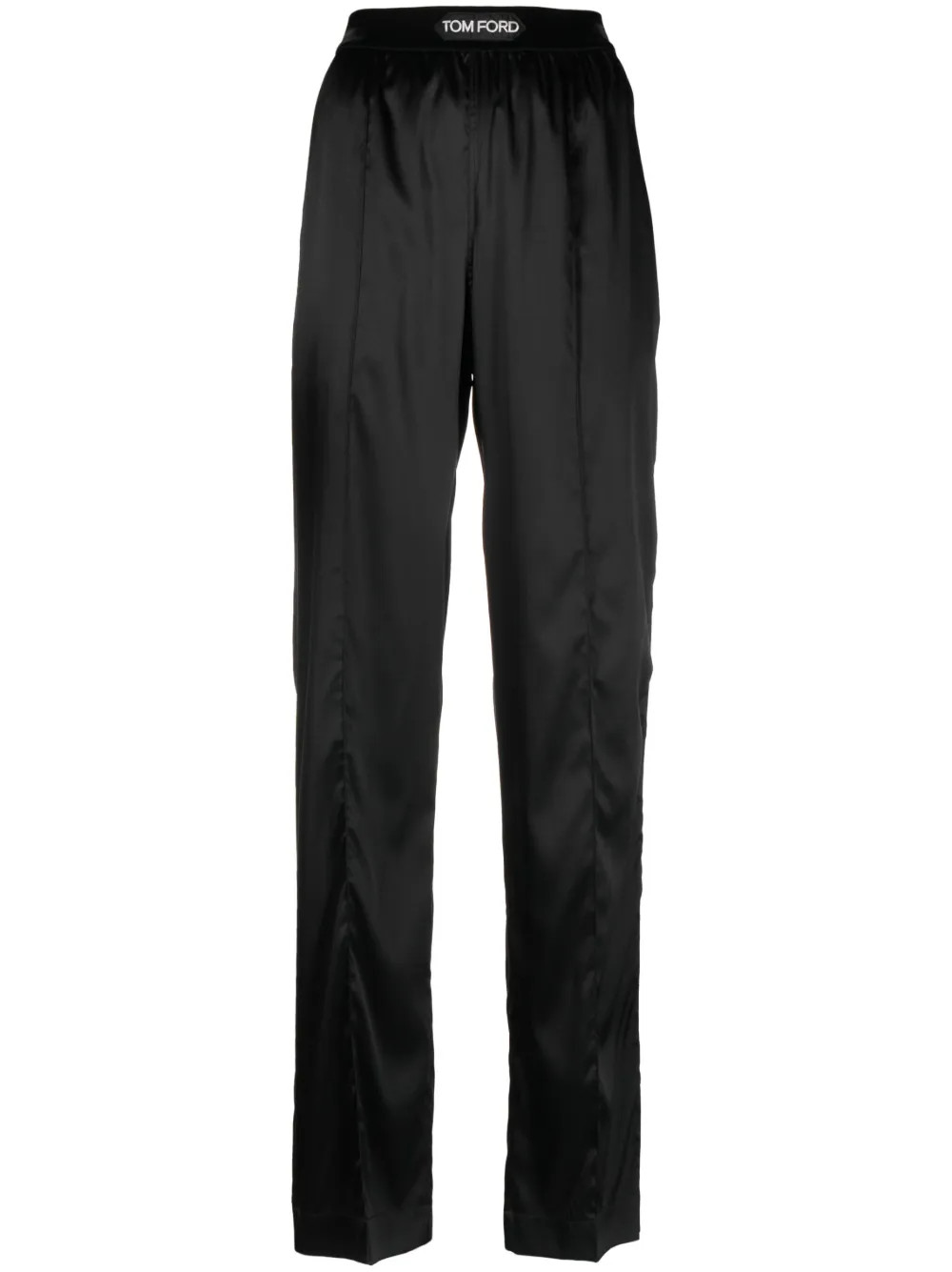 TOM FORD high-waisted straight-leg Silk Trousers - Farfetch | Farfetch Global