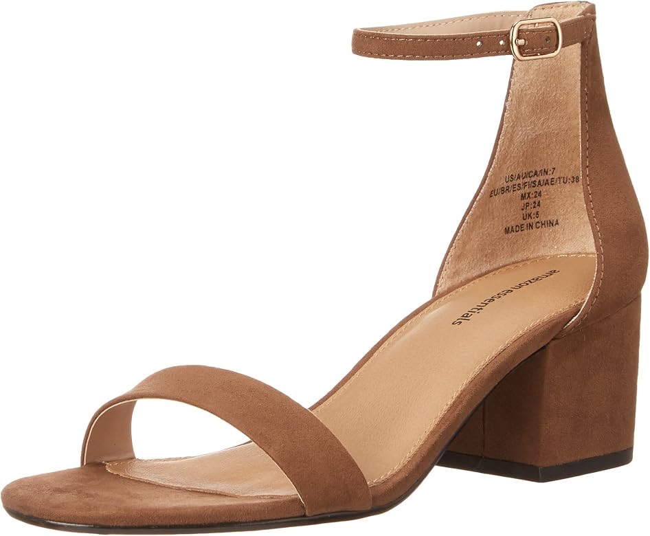 Amazon.com: Amazon Essentials Women's Two Strap Heeled Sandal, Brown, 10.5 : Clothing, Shoes & Je... | Amazon (US)