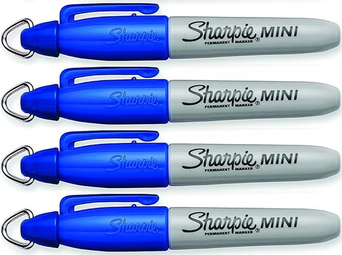 Mini Permanent Markers With Golf Keychain Clips, Fine Point, BLUE Markers - 4 Marker Pack | Amazon (US)