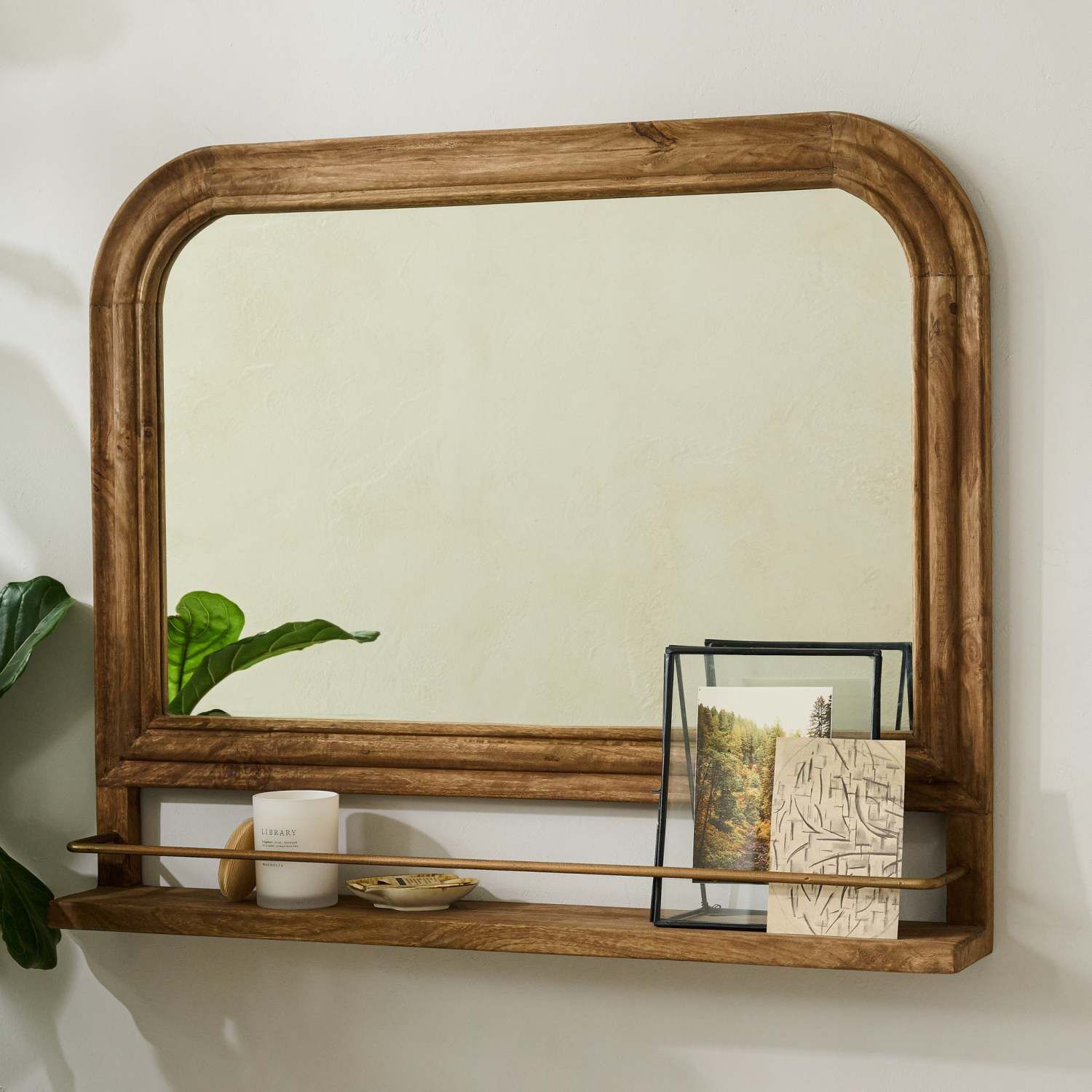 Round Top Wood Mirror with Shelf | Magnolia
