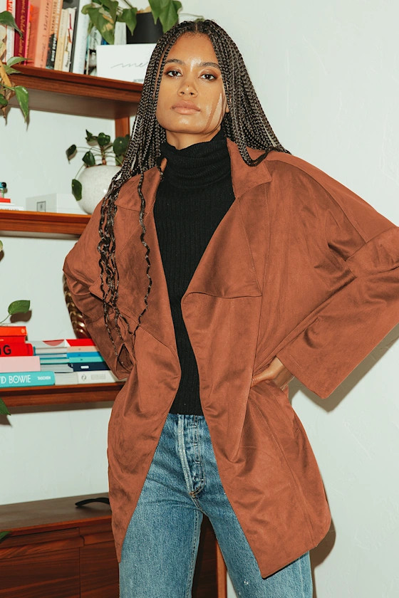 Lucky Break Camel Suede Oversized Jacket | Lulus (US)