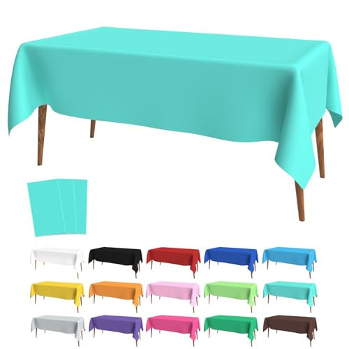 Table Cloth Rectangle Table 3 Pack Teal Tablecloth Plastic Table Cloth Disposable Table Cloths for Parties 54" x 108" Long Rectangular Tablecloths Decorative Waterproof Plastic Tables Cover for Party | Amazon (US)